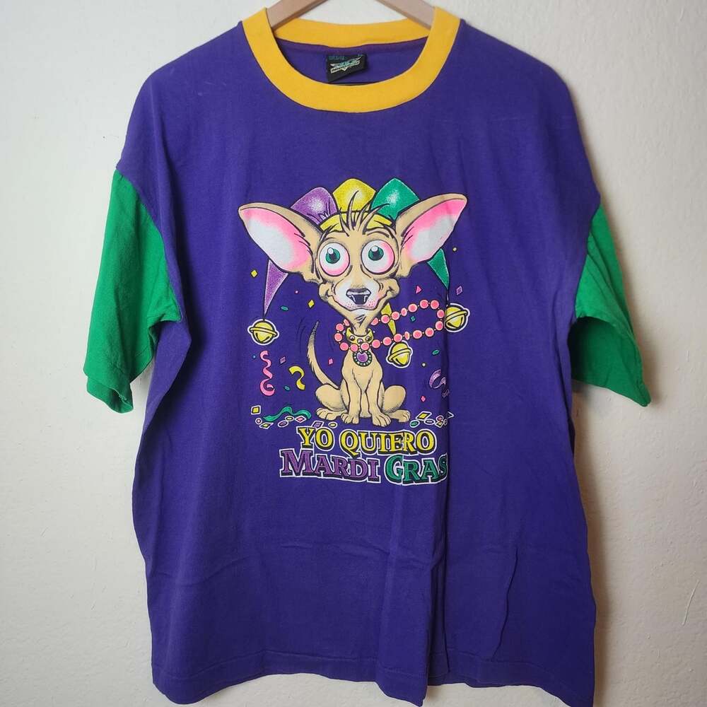 Vtg Taco Bell Chihuahua Shirt Mens XL Purple Yo Quiero Mardi Gras Single Stitch